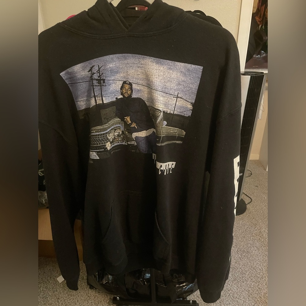 Ice Cube Black Crewneck Sweater with Graphic Print